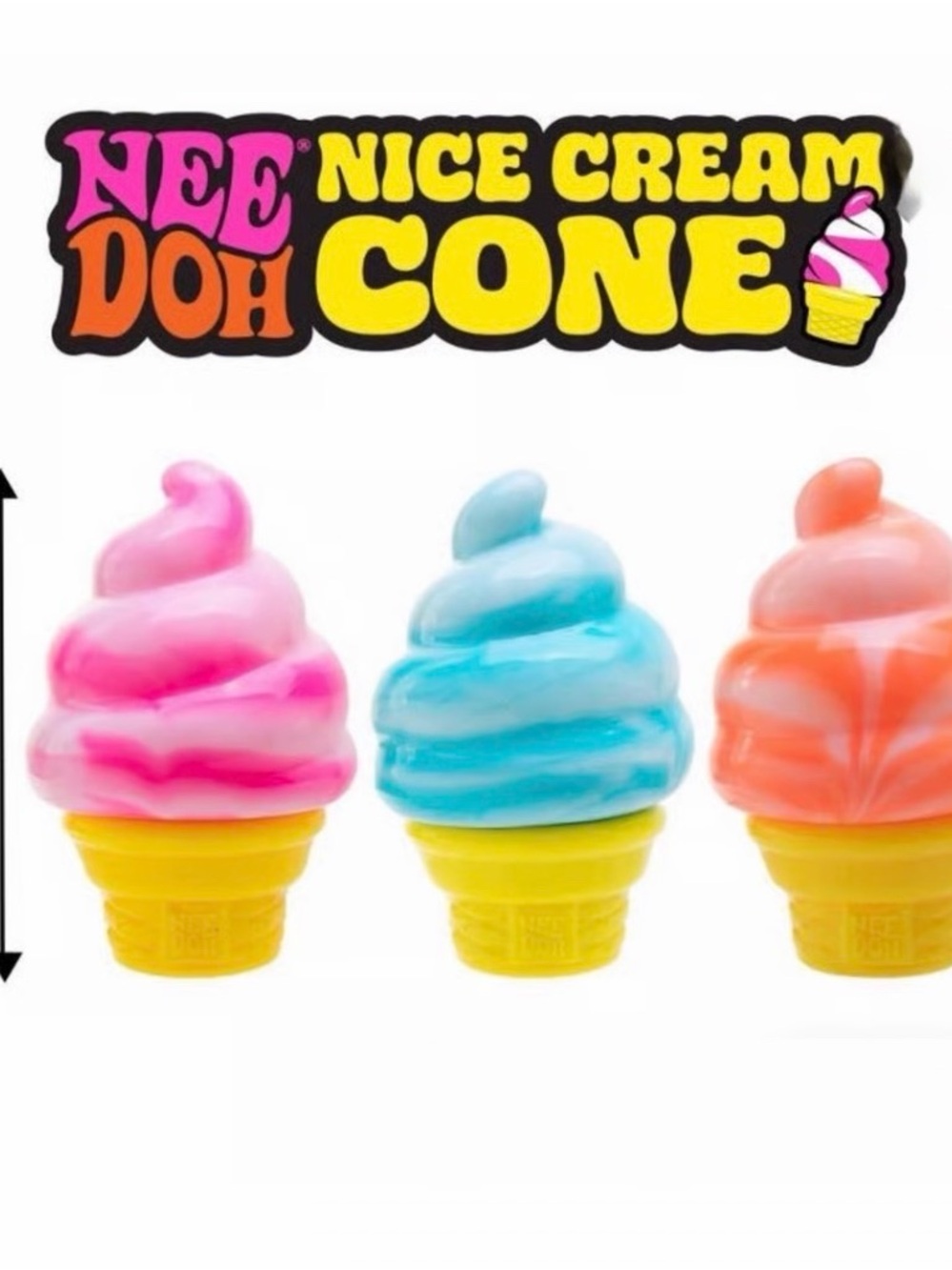 3 Schylling Nice Cream Cone Squishy Toy - Pink, Blue, Orange